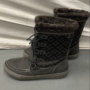 Roxy Gray Porter Insulated Charcoal Faux Fur-Lined Boots Size 8.5